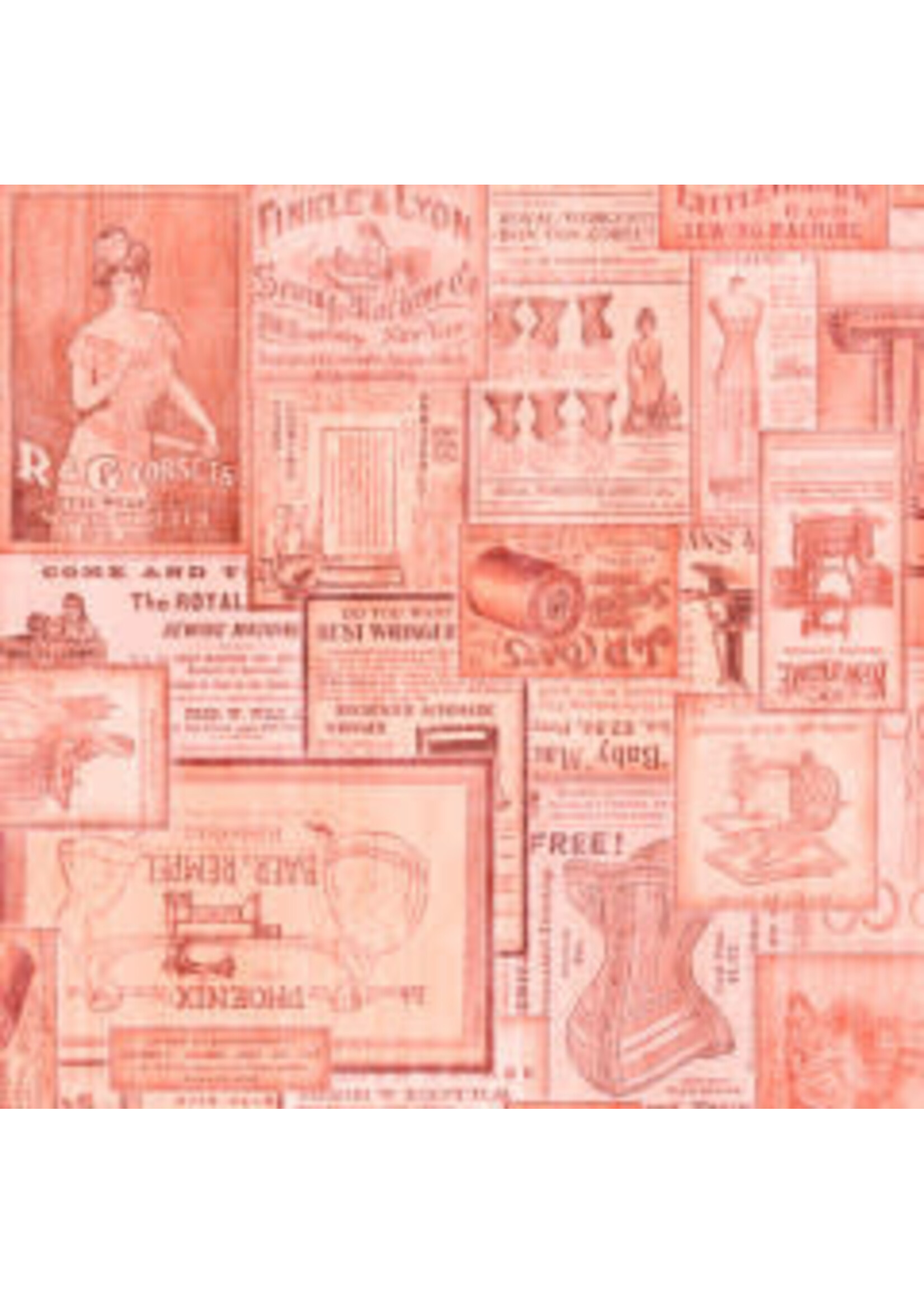 QT Fabrics Tailor Made - Vintage Patches - Pink - Coupon - 85 cm x 110 cm