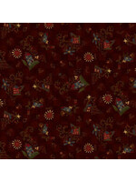 Henry Glass Fabrics Home Is Best - Tossed House - Brown - Coupon - 30 cm x 110 cm