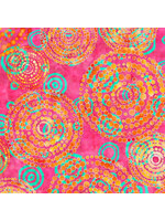 QT Fabrics Rythm Evolution - Cirkel - Pink - Coupon - 90 cm x 110 cm