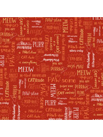 Windham Fabrics Purrfect Day - Purrfect Words - Clay - Coupon - 100 cm x 110 cm