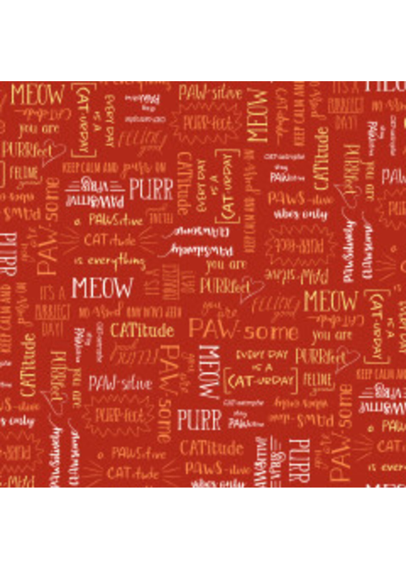 Windham Fabrics Purrfect Day - Purrfect Words - Clay - Coupon - 100 cm x 110 cm