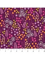 Figo Fabrics Mountain Meadow - Purple White - Coupon - 100 cm x 110 cm