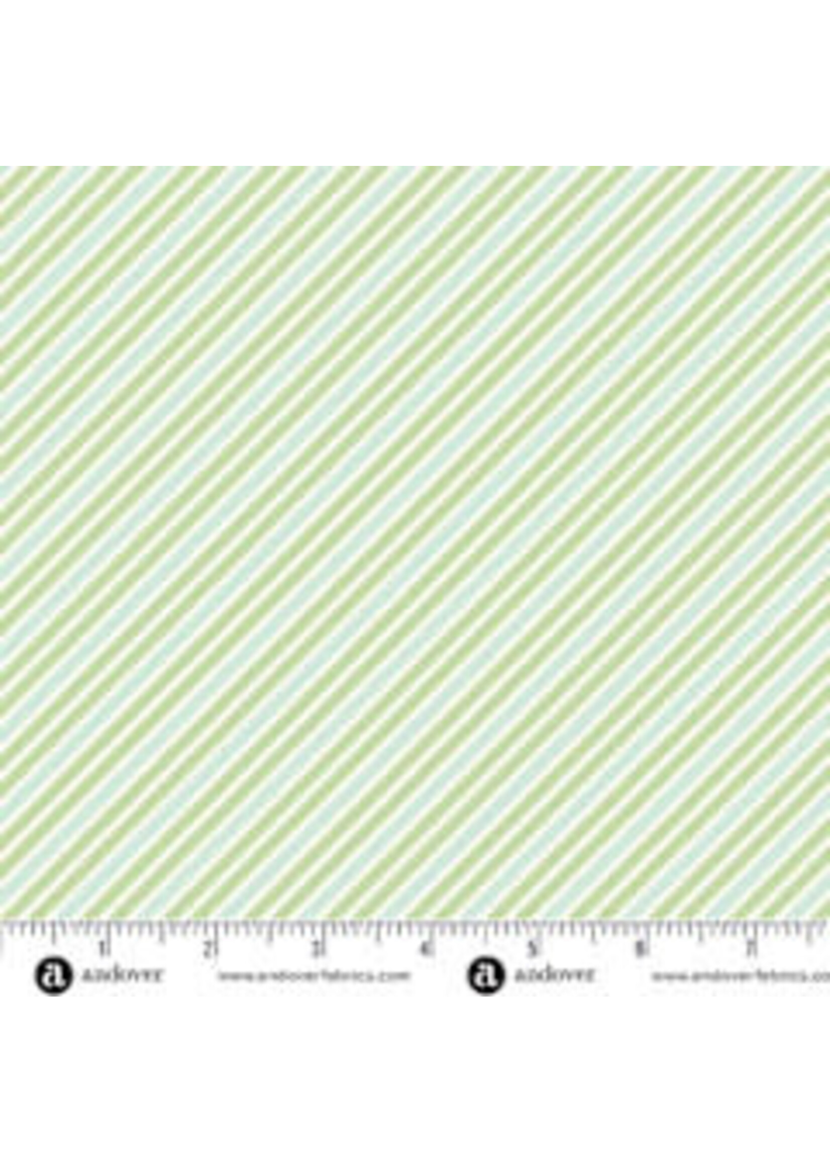 Andover Fabrics Sugarberry - Diagonal Stripe - Green - 1467T - Coupon - 100 cm x 110 cm