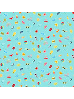 Makower Pool Party - Scatter - Turquoise - Coupon - 95 cm x 110 cm
