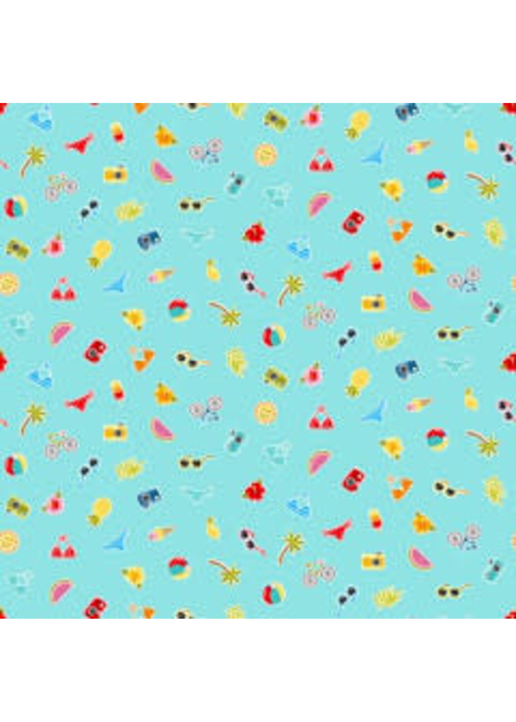Makower Pool Party - Scatter - Turquoise - Coupon - 95 cm x 110 cm