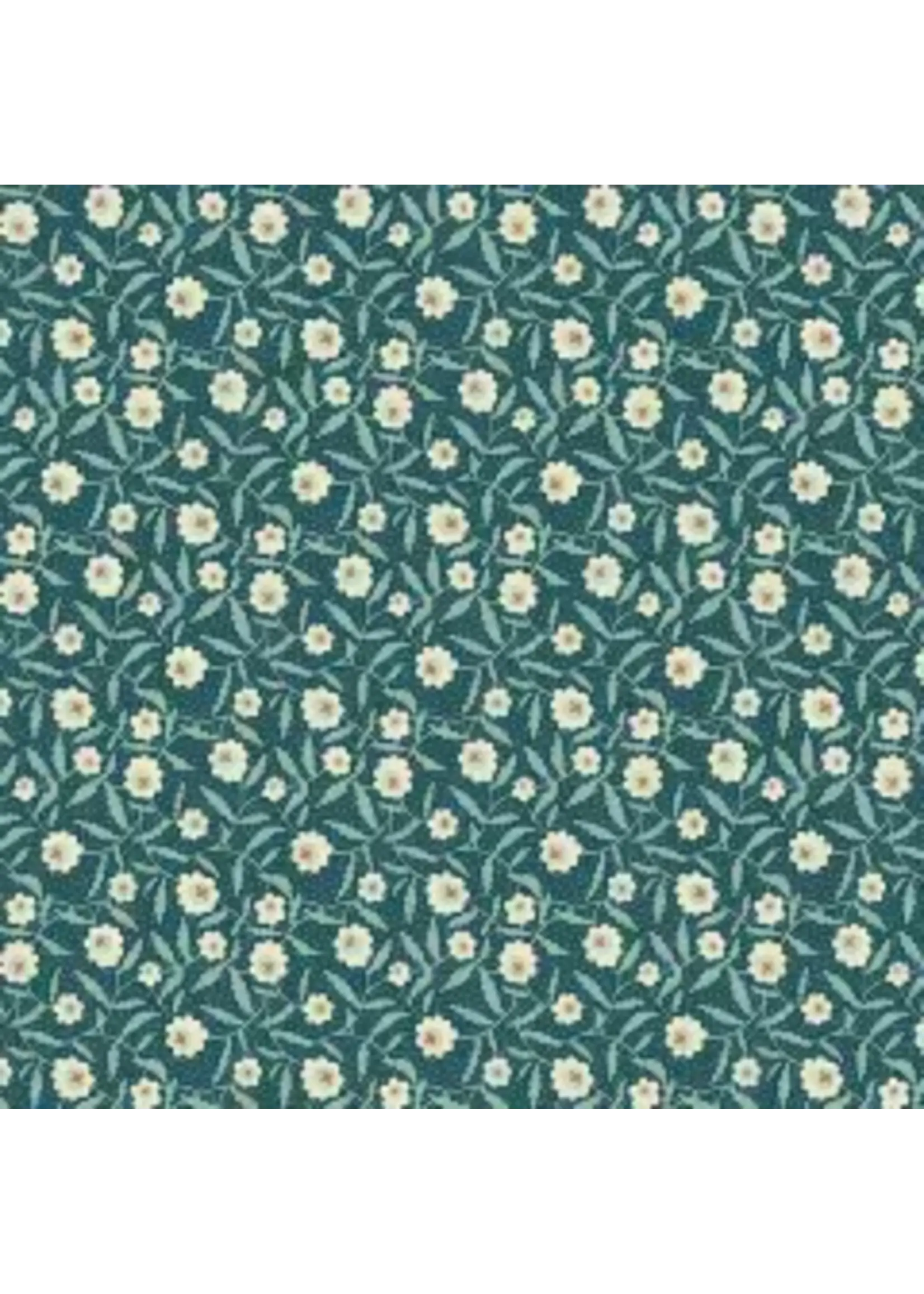 Makower Flower Box -Bachelor Button - Peacock - 1016T - Coupon - 70 cm x 110 cm