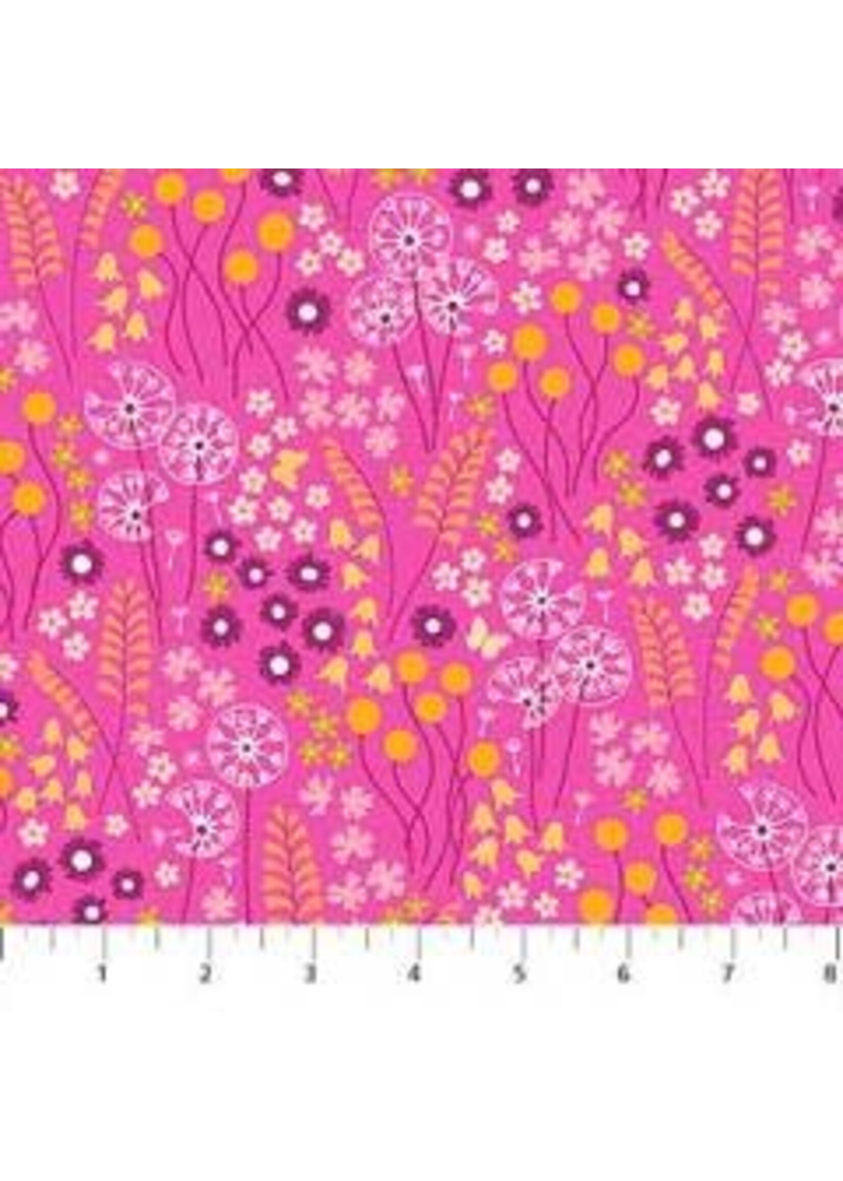 Figo Fabrics Mountain Meadow - Flower Fields - Pink - Coupon - 90 cm x 110 cm
