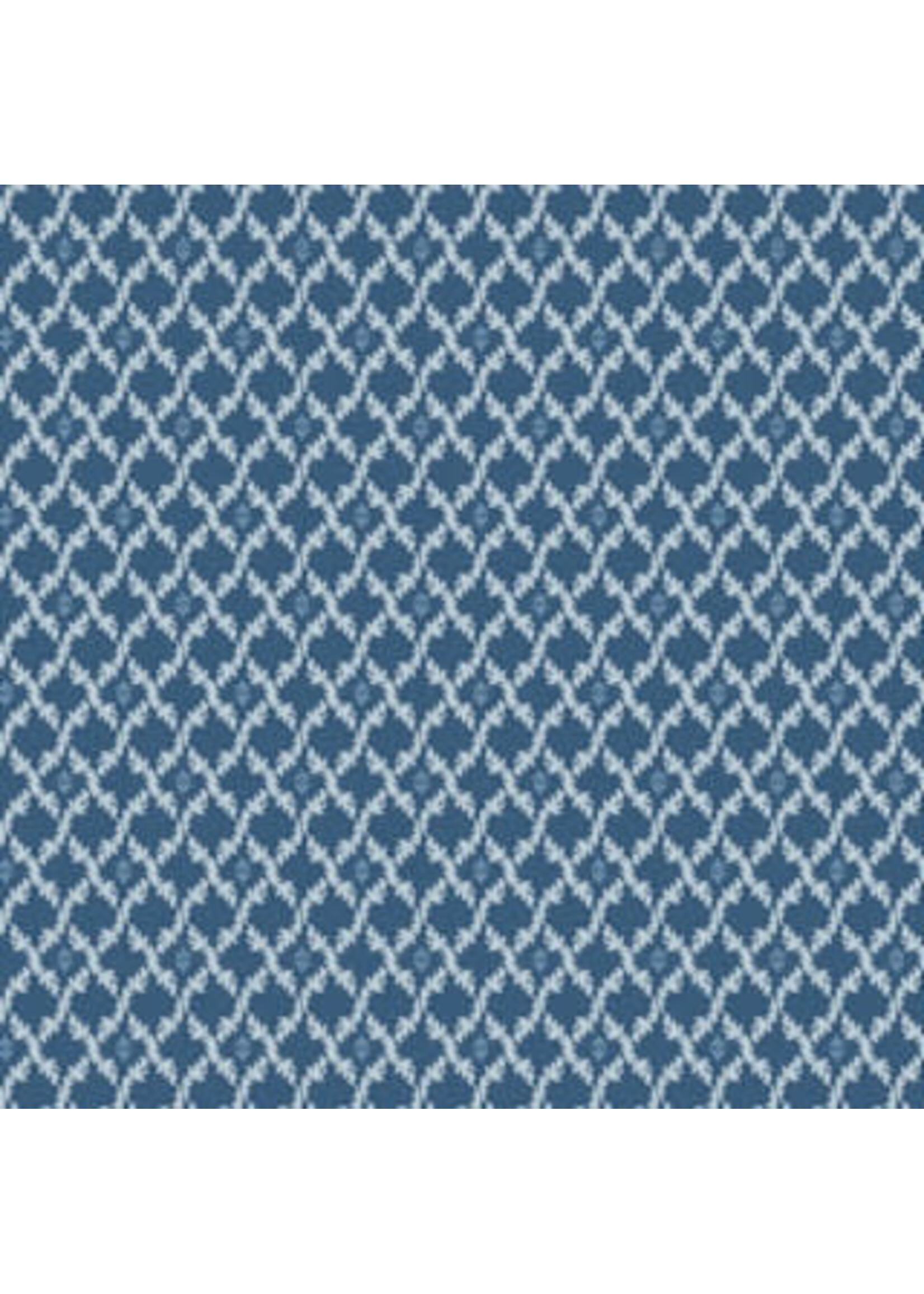 Poppie Cotton Lakeland Blues - Leafy Diamonds - Dark - 25808 - Coupon - 70 cm x 110 cm