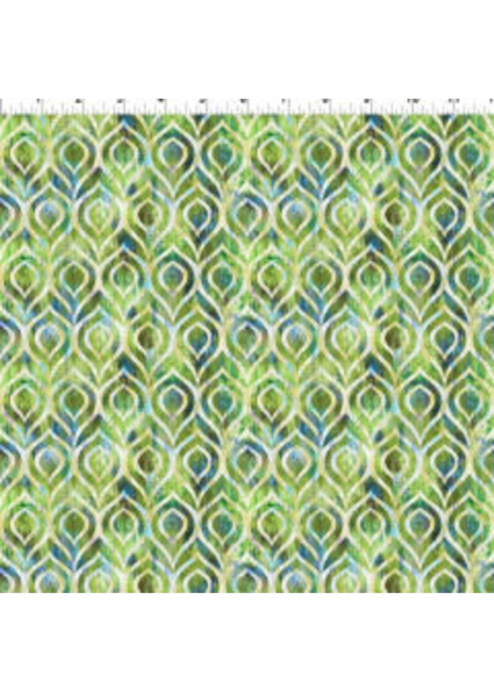In The Beginning Halcyon II - Peacock - Green - 24HN3 - Coupon - 40 cm x 110 cm