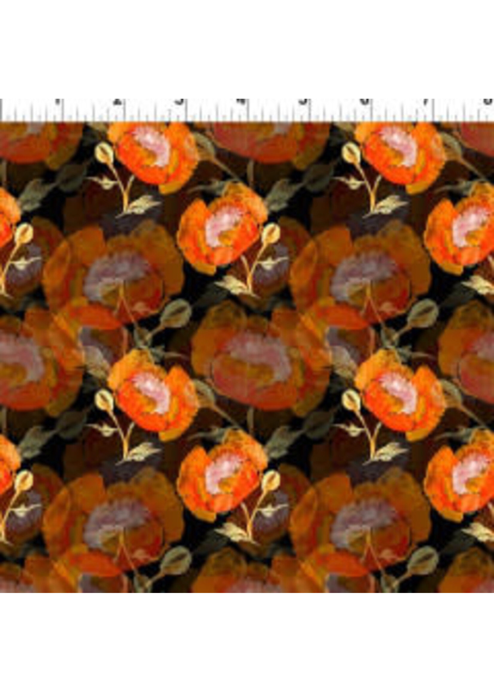 In The Beginning Reflections of Autumn II - Shadow Poppies - 23RA1 - Coupon - 90 cm x 110 cm