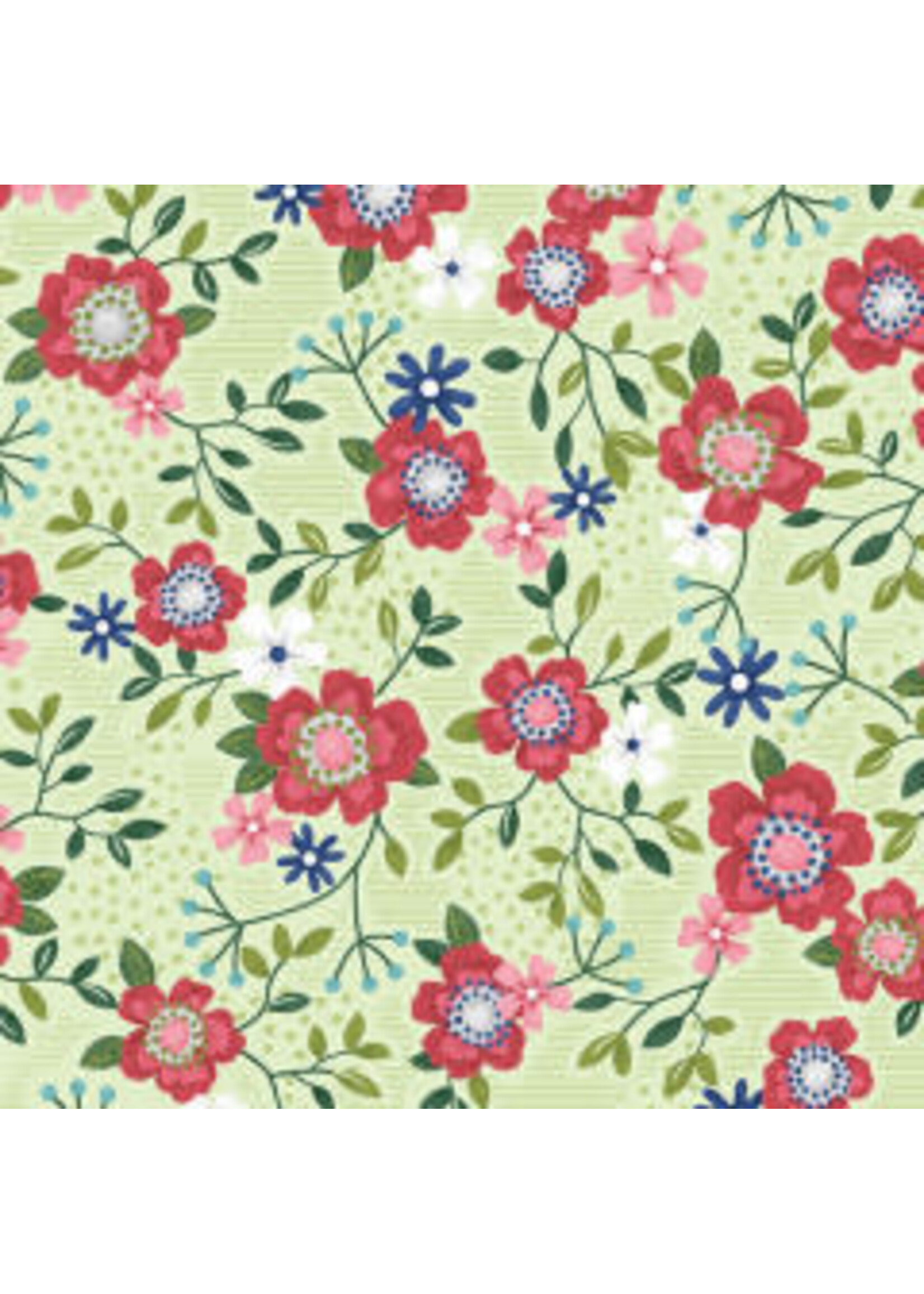 Benartex Studio Wander Lane - Primrose Path - Celery - Coupon - 100 cm x 110 cm