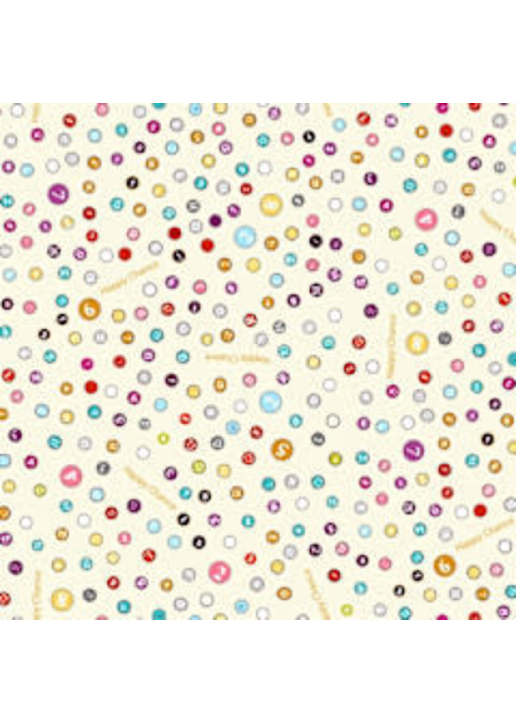 Windham Fabrics Happy Chance - Selvedge Dots - Cream - Coupon - 100 cm x 110 cm