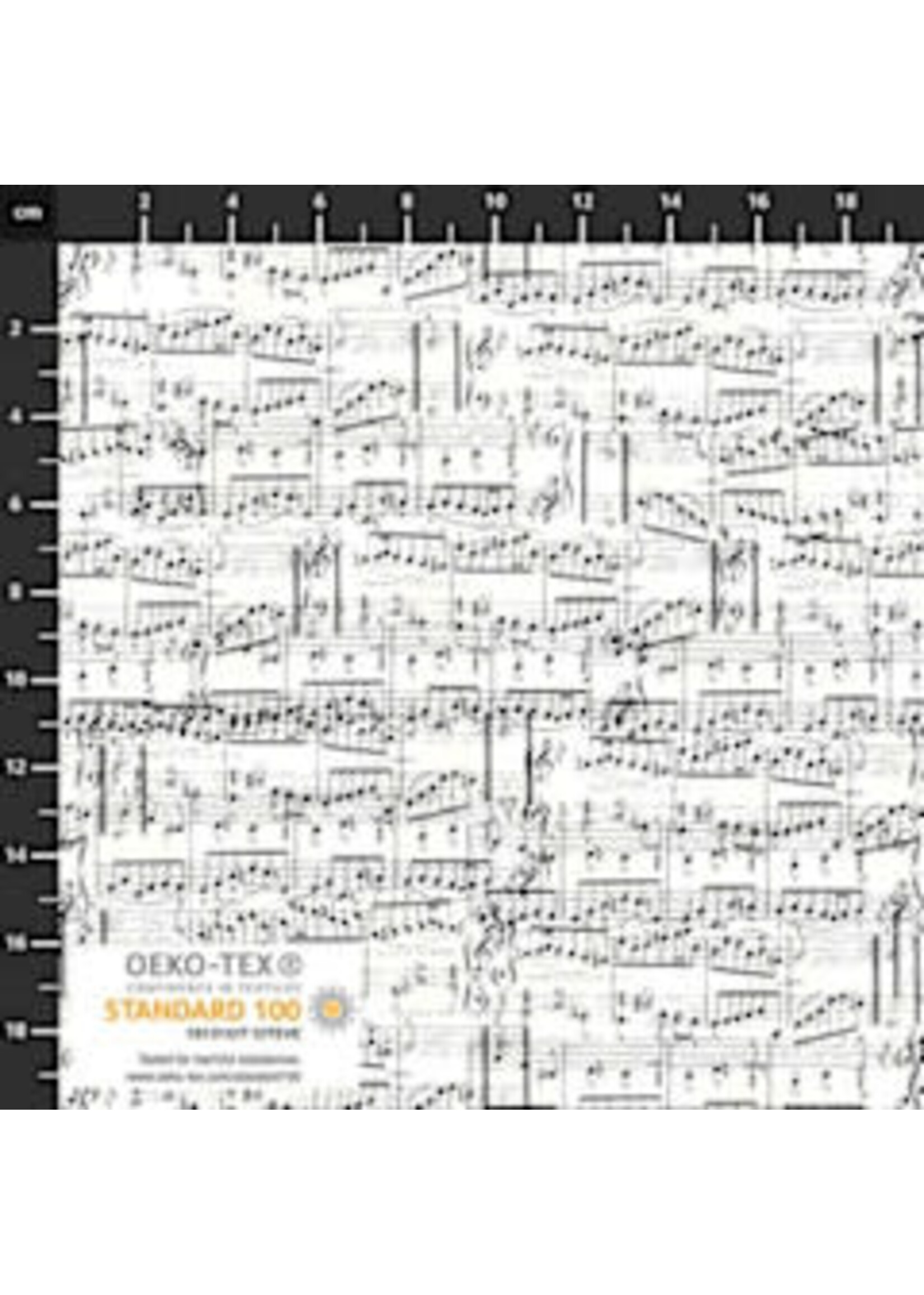 Stof Fabrics Black and White Notes - 4502-606 - Coupon - 100 cm x 110 cm