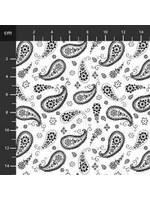 Stof Fabrics Paradox - Paisley - Wit-Zwart - 4802-427 - Coupon - 100 cm x 110 cm