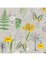 Makower Fern Garden Montage - Grey - Coupon - 100 cm x 110 cm