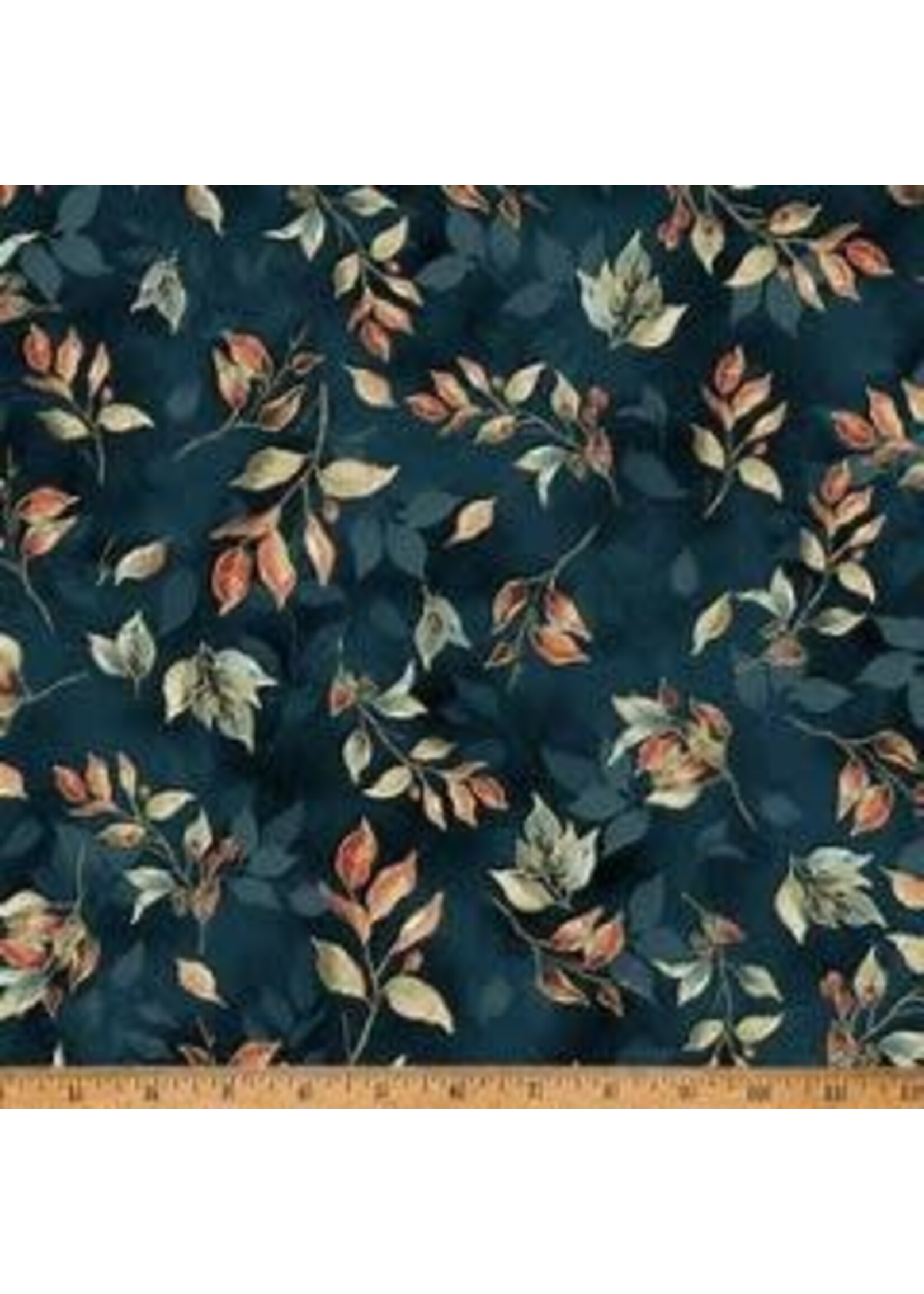 Hoffman Fabrics Blue Jay Song - Navy - Coupon - 100 cm x 110 cm