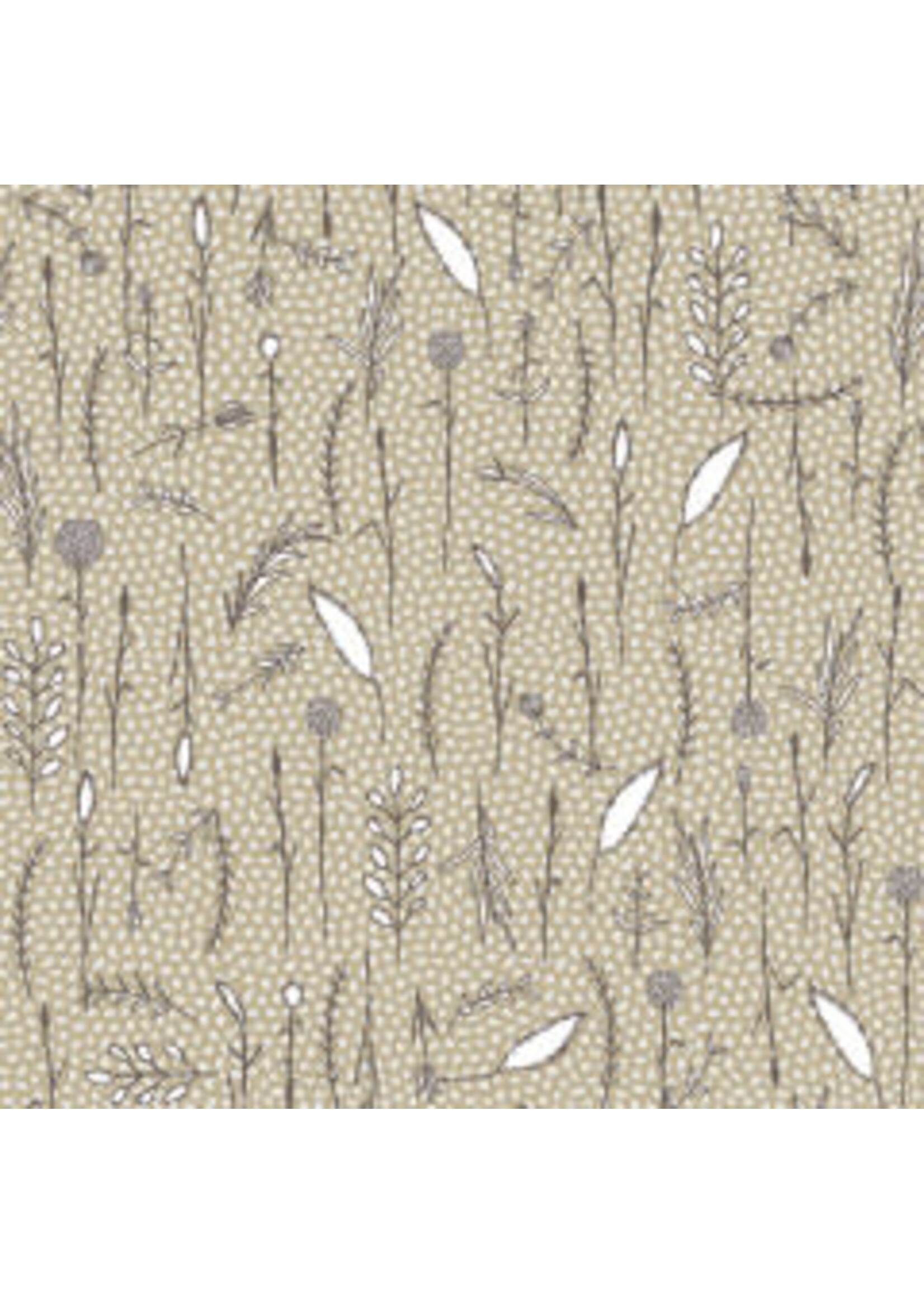 Stof Fabrics Wolly Bear - Branches - Cream - Coupon - 100 cm x 110 cm