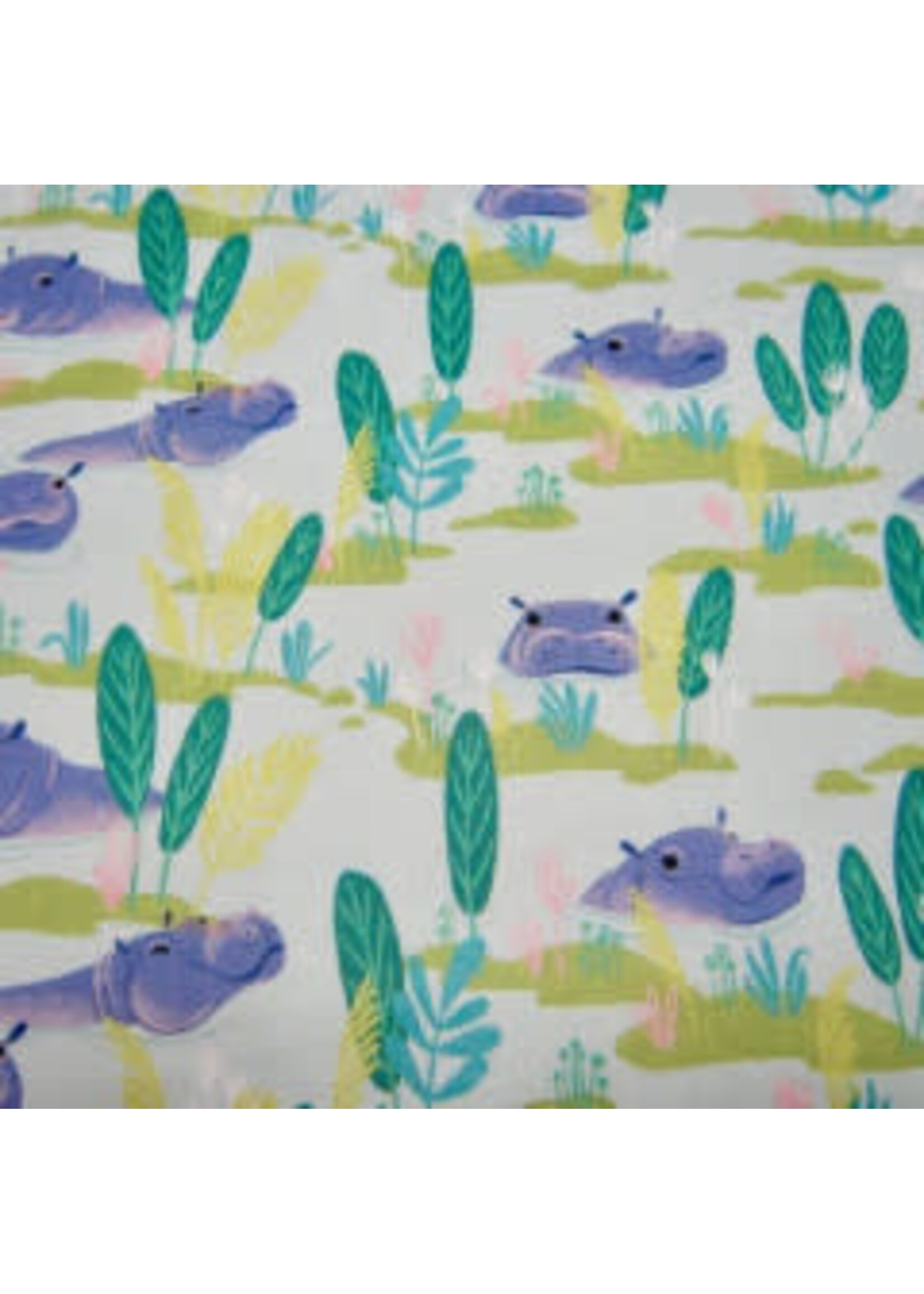 Blend Fabrics Congo Hippo - Aqua - Coupon - 100 cm x 110 cm
