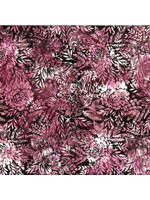 Hoffman Fabrics Bali Handpaint - 400 - Bloem - Paars - Coupon - 100 cm x 110 cm