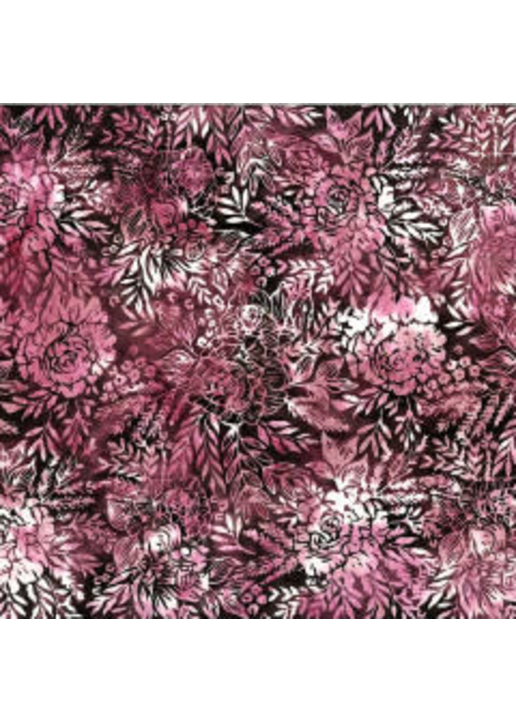 Hoffman Fabrics Bali Handpaint - 400 - Bloem - Paars - Coupon - 100 cm x 110 cm