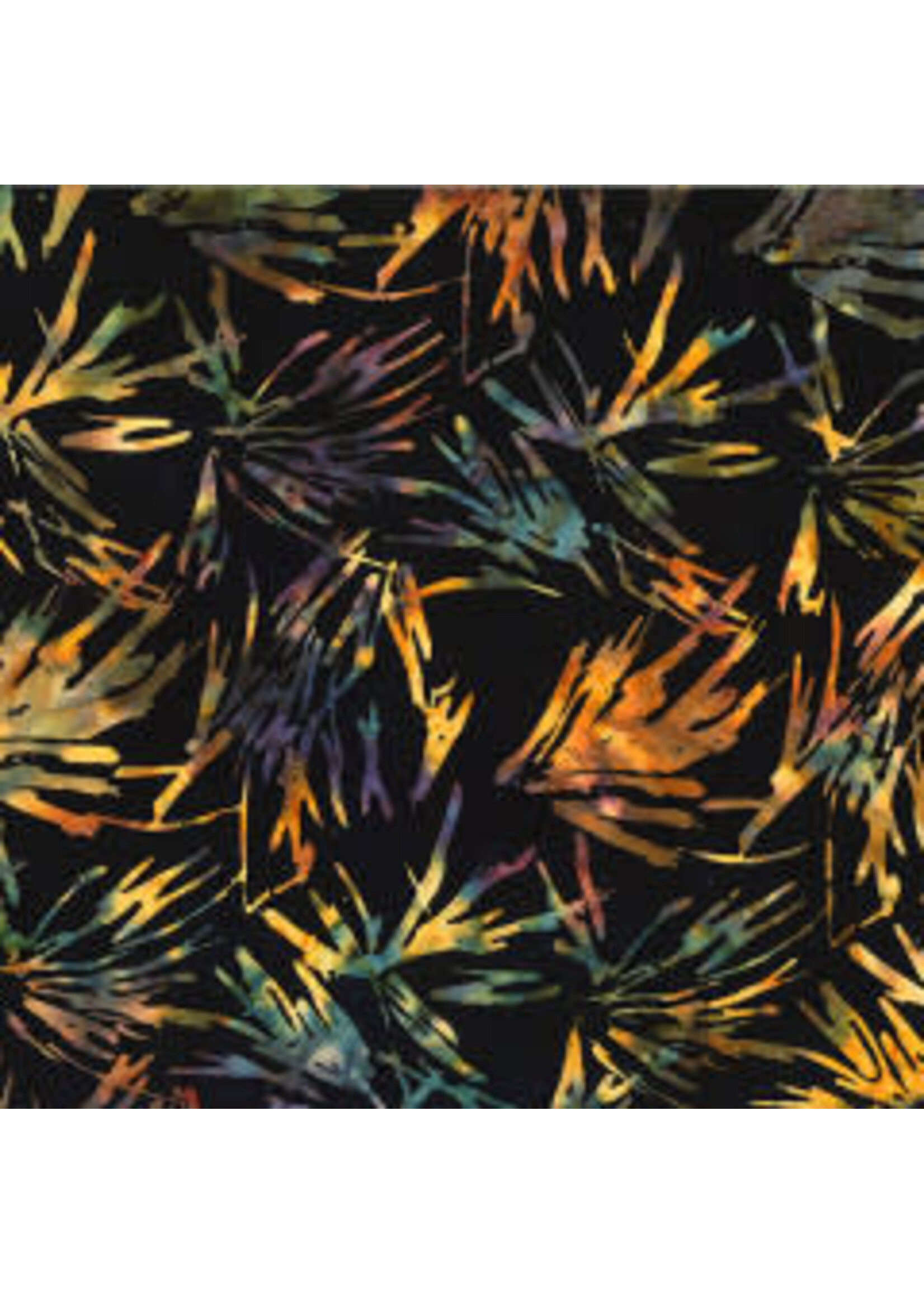 Hoffman Fabrics Bali Batik Abstract Leaves - Black Autumn - Coupon - 100 cm x 110 cm