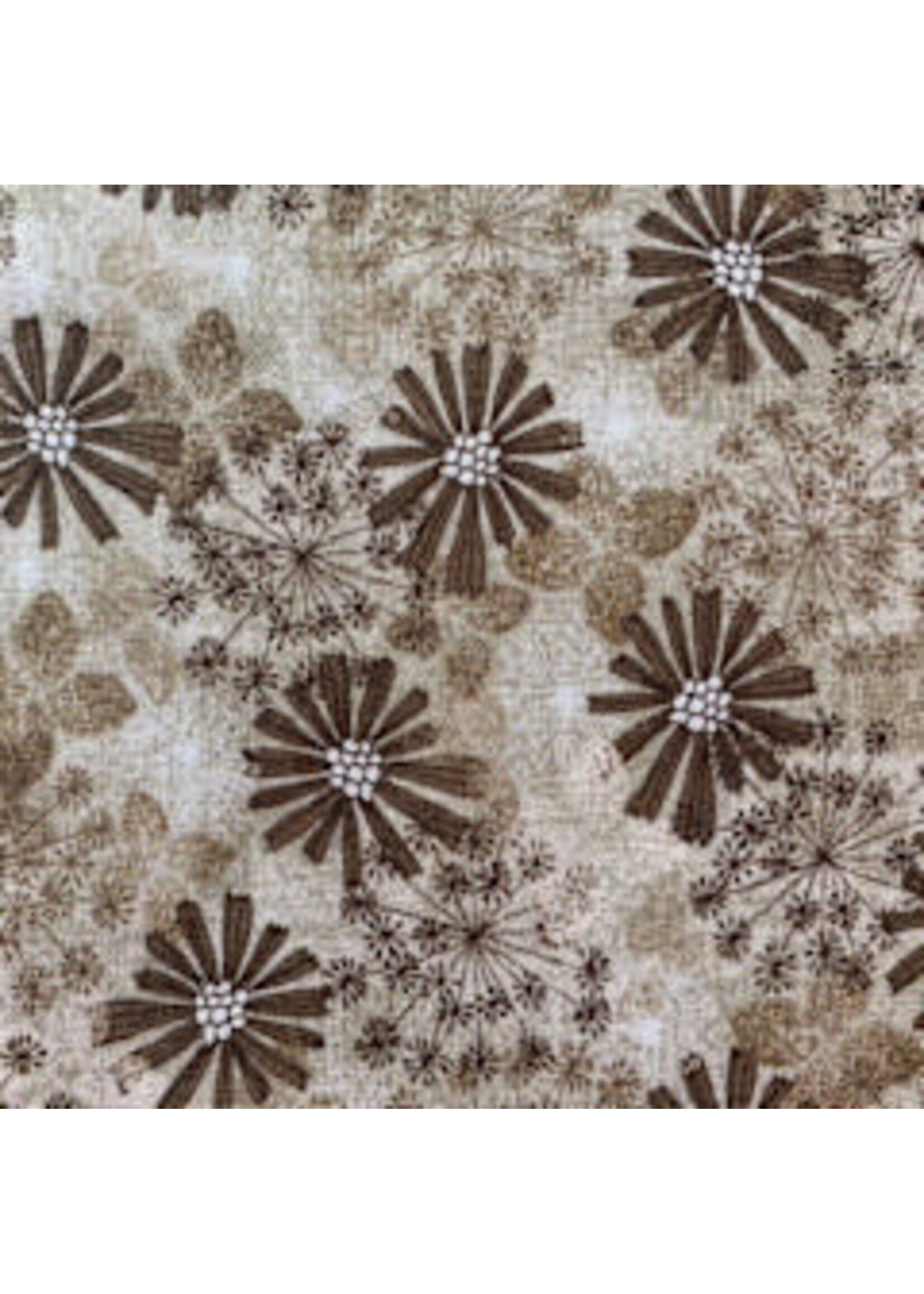 Stof Fabrics Keep Blooming - Flowers - Brown - Coupon - 100 cm x 110 cm