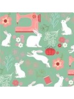 Poppie Cotton Poppies Patchwork Club - Beatrix - Mint - Coupon - 40 cm x 110 cm