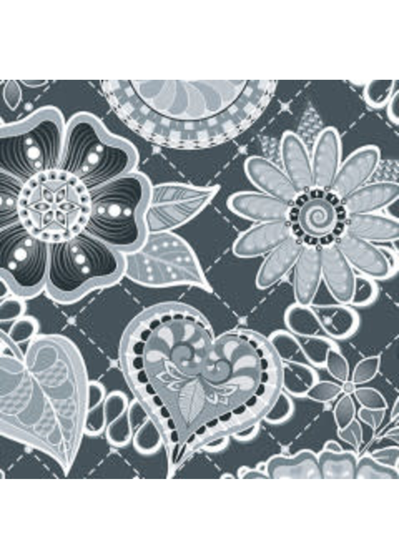 Benartex Studio Free Motion Fantasy - Celebration - Silver - Coupon - 75 cm x 110 cm