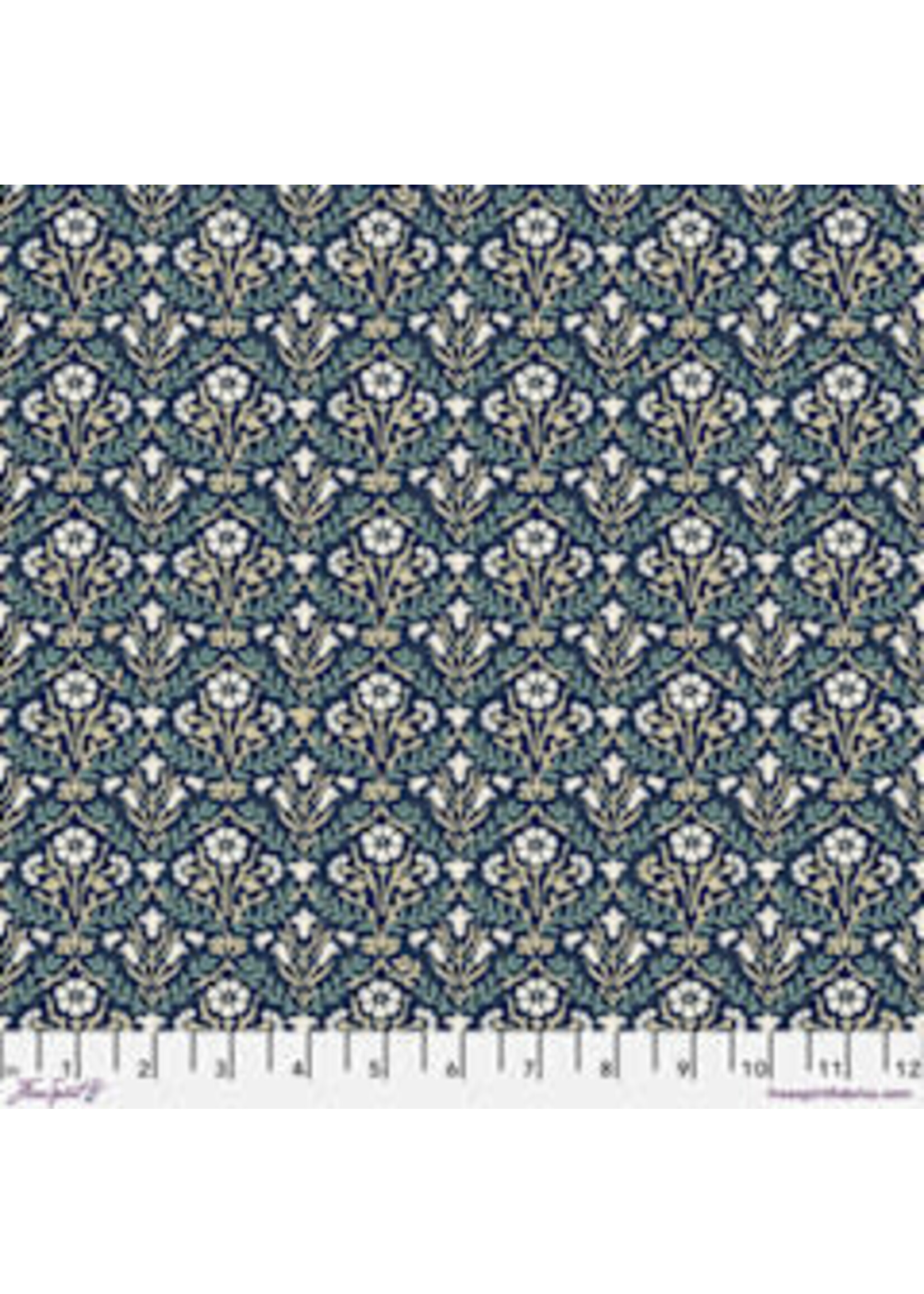 Morris & Co Emery Walker - Buttermere - Bellflowers - Navy - Coupon - 60 cm x 110 cm