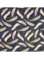 Wilmington Prints Nature Study - Feathers - Black - Coupon - 80 cm x 110 cm