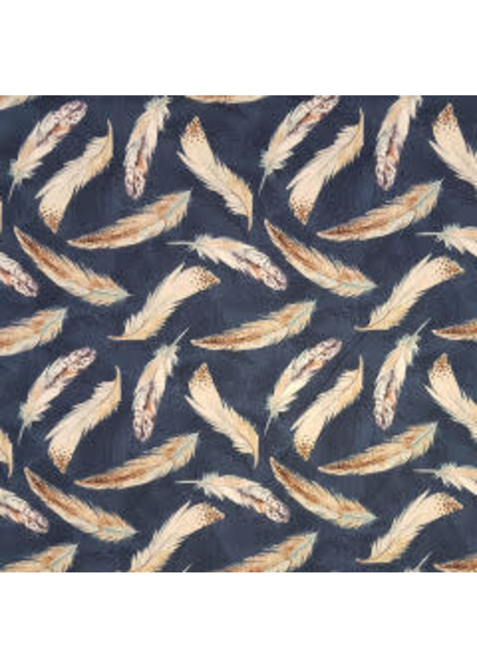 Wilmington Prints Nature Study - Feathers - Black - Coupon - 80 cm x 110 cm