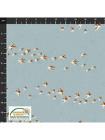Stof Fabrics Birds On The Move - Blue - Coupon - 85 cm x 110 cm