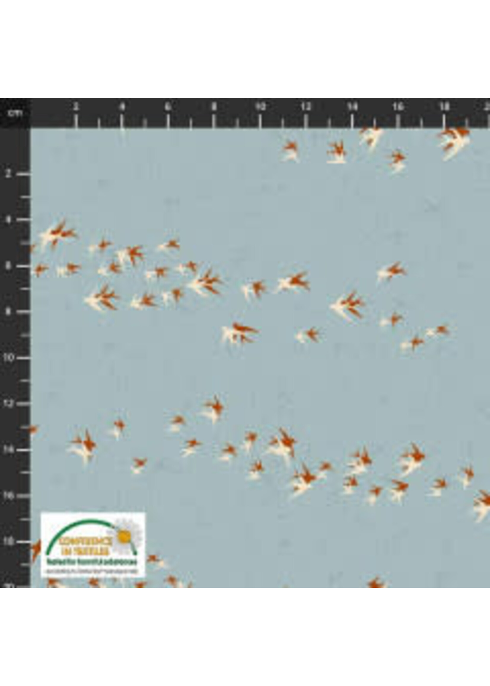 Stof Fabrics Birds On The Move - Blue - Coupon - 85 cm x 110 cm