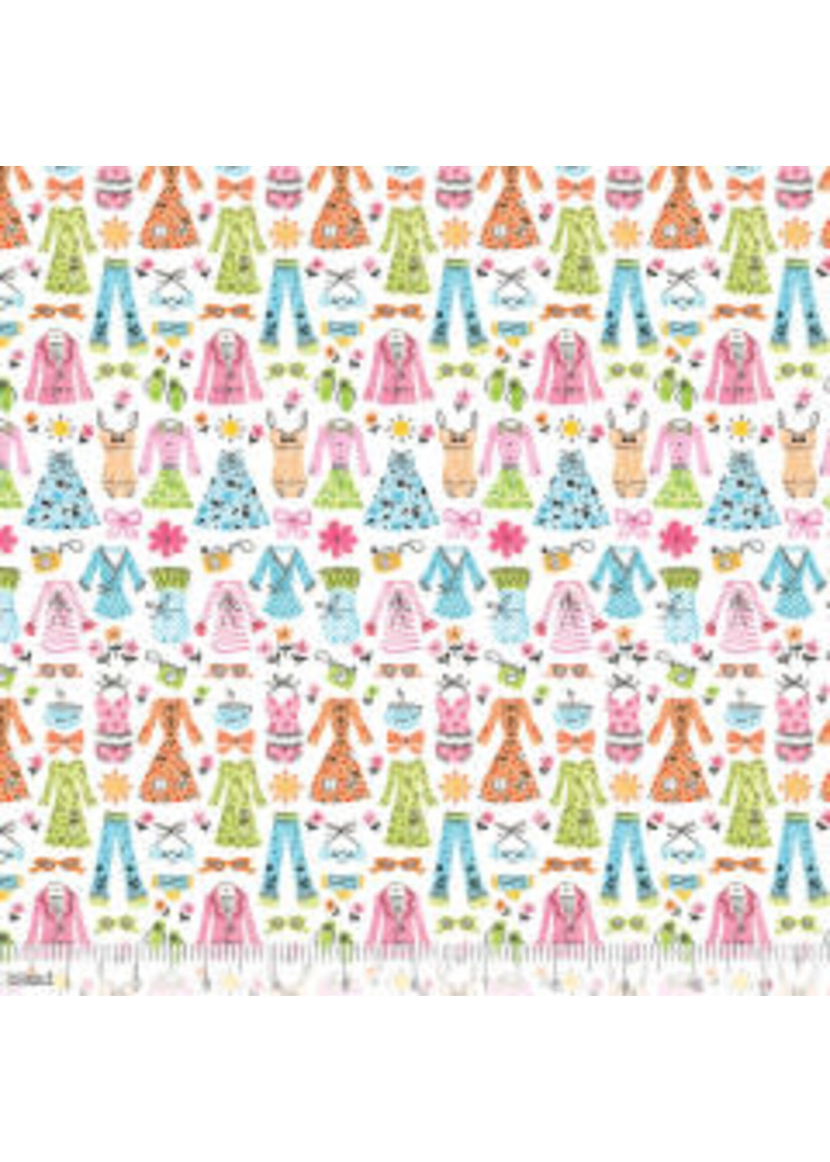 Blend Fabrics Going In Style - Travel Day White - Coupon - 40 cm x 110 cm