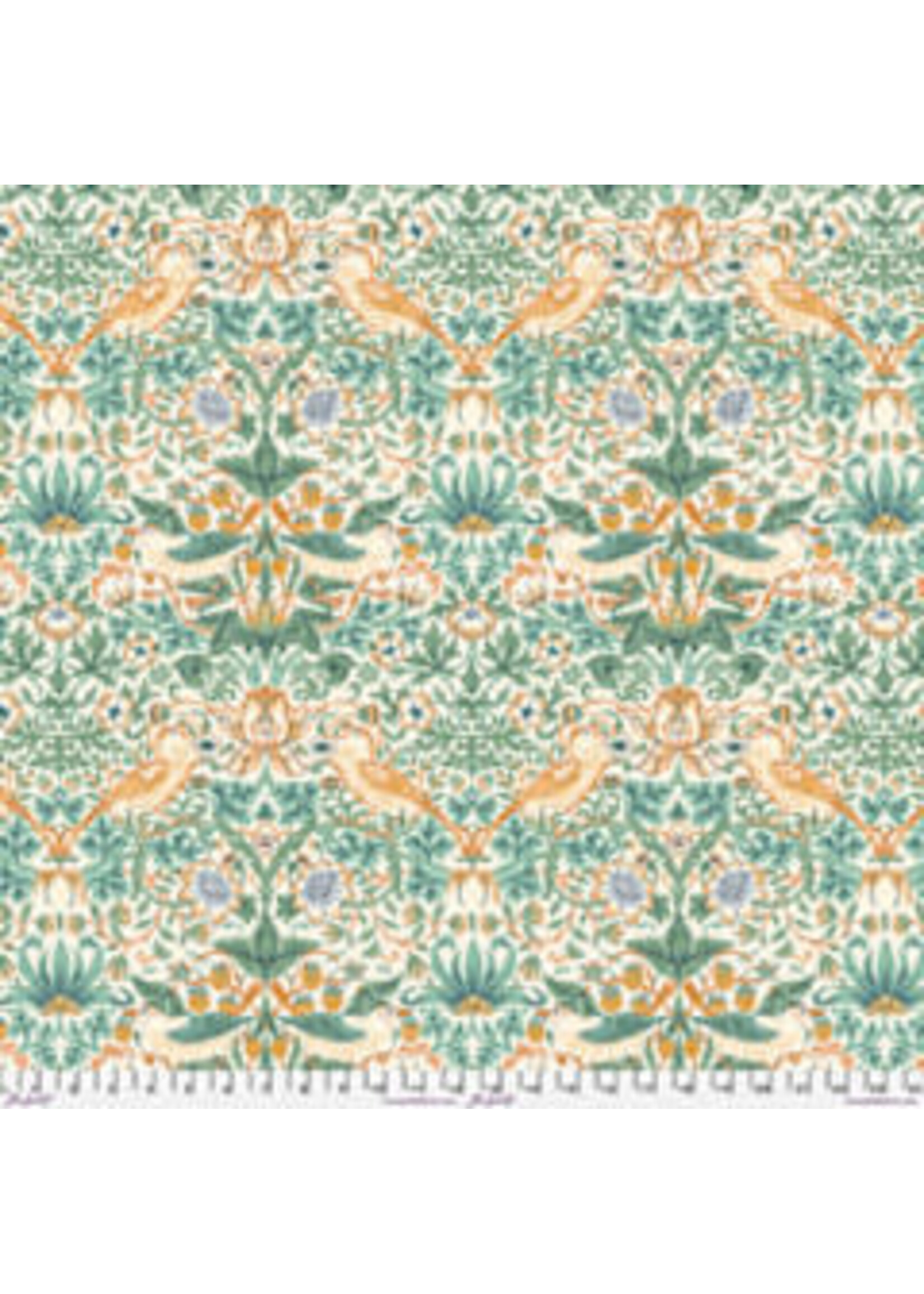 Morris & Co Emery Walker - Buttermere - Strawberry Thief - Mint - Coupon - 80 cm x 110 cm