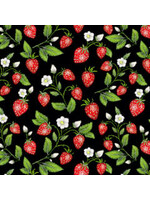 Windham Fabrics Just Fruit - Strawberries - Black - Coupon - 100 cm x 110 cm