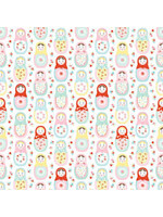 Poppie Cotton Market Day - Nesting Dolls - White - Coupon - 100 cm x 110 cm