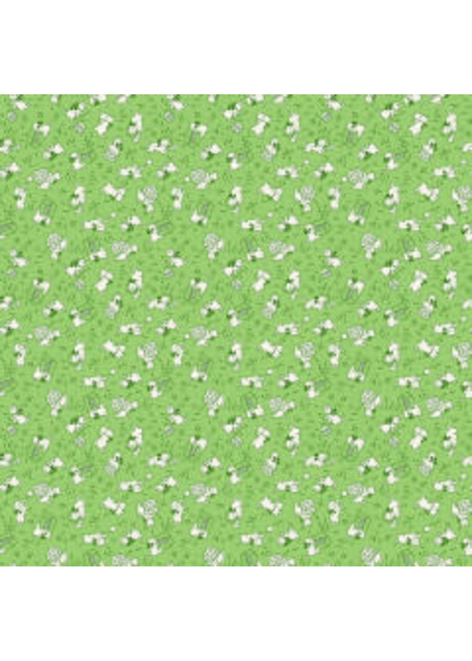 Windham Fabrics Storybook - Jammin Cats - Green - Coupon - 100 cm x 110 cm