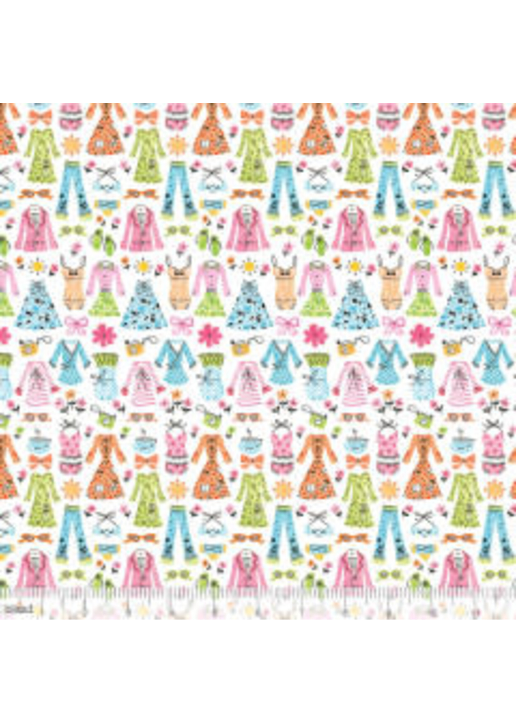 Blend Fabrics Going In Style - Travel Day White - Coupon - 100 cm x 110 cm