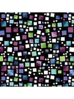 Benartex Studio Xanadu - Multi Squares - Black-Multi - Coupon - 100 cm x 110 cm