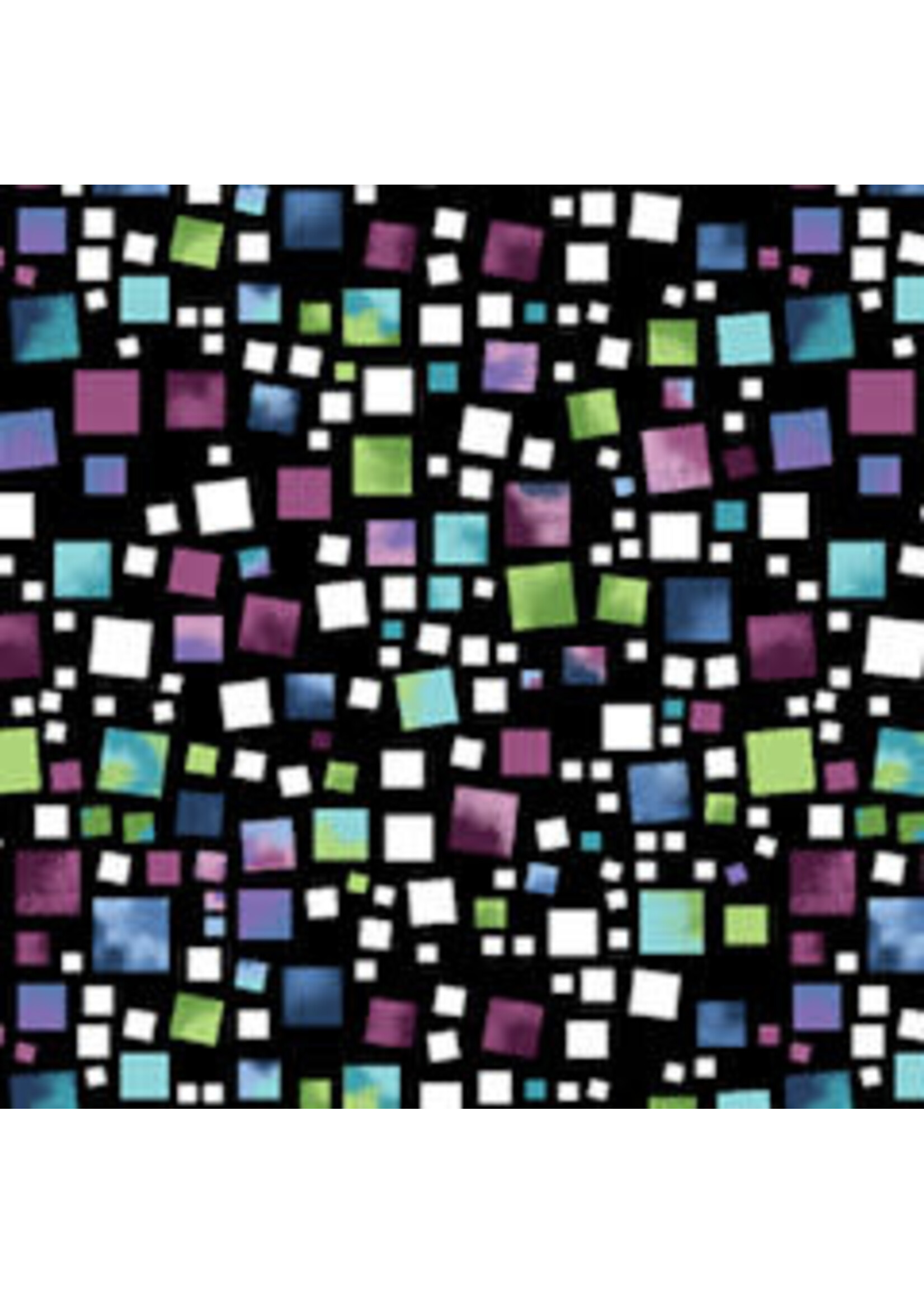 Benartex Studio Xanadu - Multi Squares - Black-Multi - Coupon - 75 cm x 110 cm