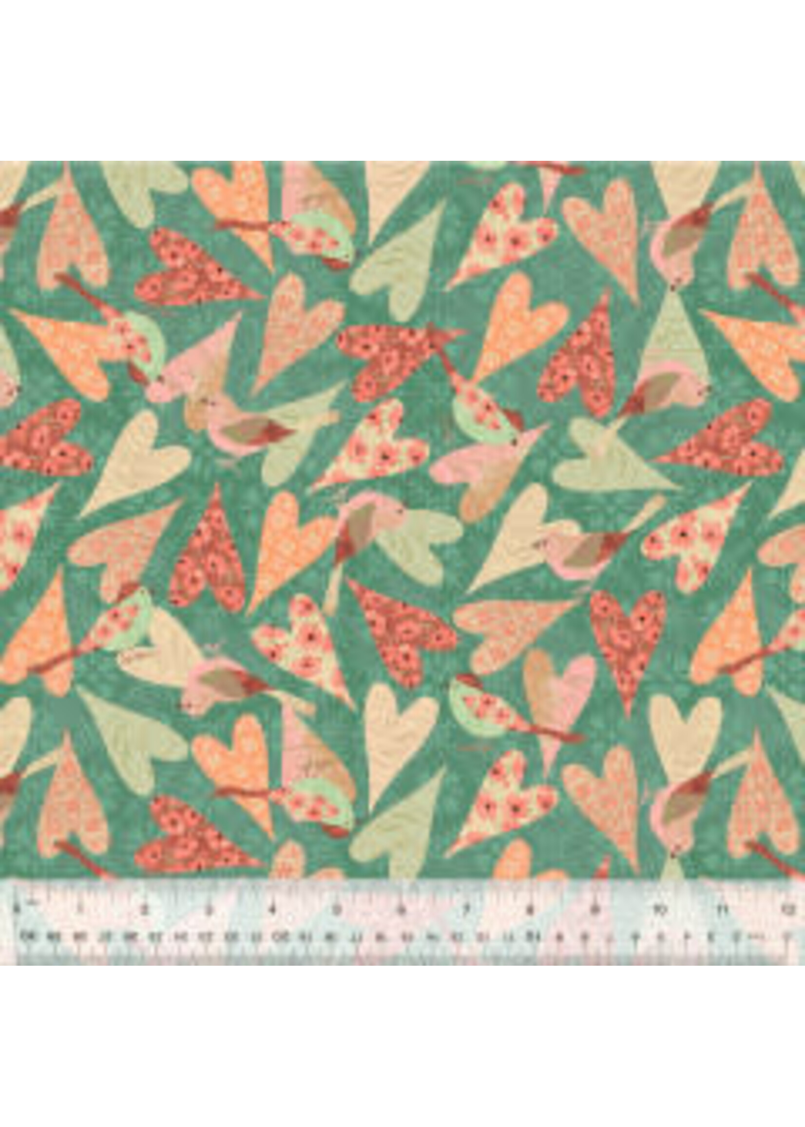 Windham Fabrics Poppy - Scrappy - Teal - Coupon - 100 cm x 110 cm