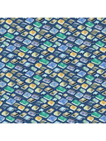 Windham Fabrics Read - Cover To Cover - Blue - Coupon - 100 cm x 110 cm