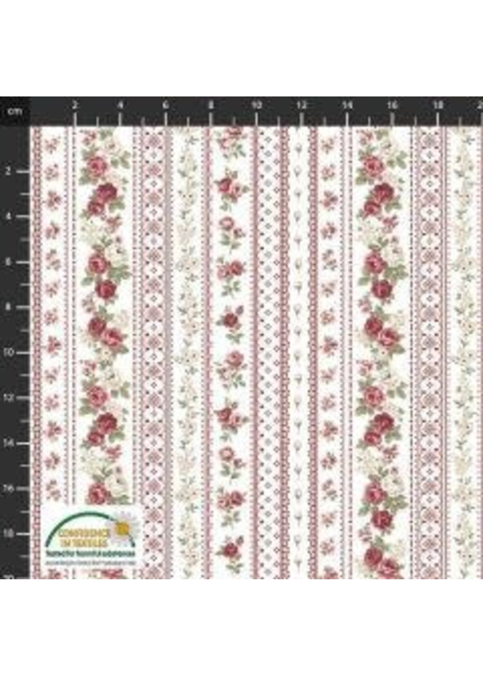 Stof Fabrics Kelly Roses - White - Coupon - 100 cm x 110 cm