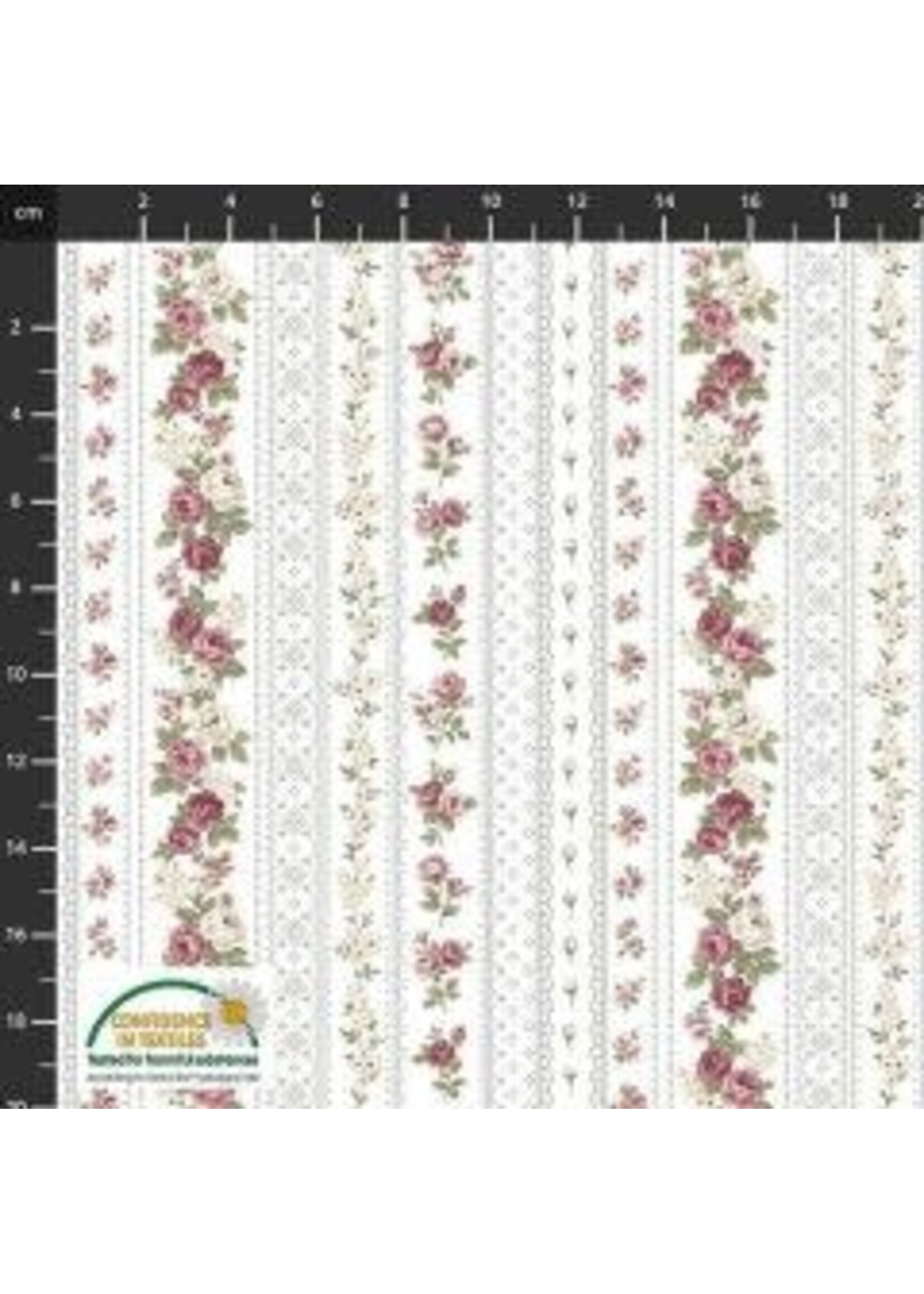 Stof Fabrics Sofie Rose - Stripes - White - Coupon - 35 cm x 110 cm