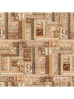 QT Fabrics Tailor Made - Numbers Patches - Brown - Coupon - 100 cm x 110 cm