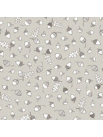 Stof Fabrics Wolly Bear - Acorns - Grey - Coupon - 55 cm x 110 cm