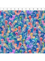 In The Beginning Calypso II - Jellyfish - Blue - 30CAL1 - Coupon - 100 cm x 110 cm
