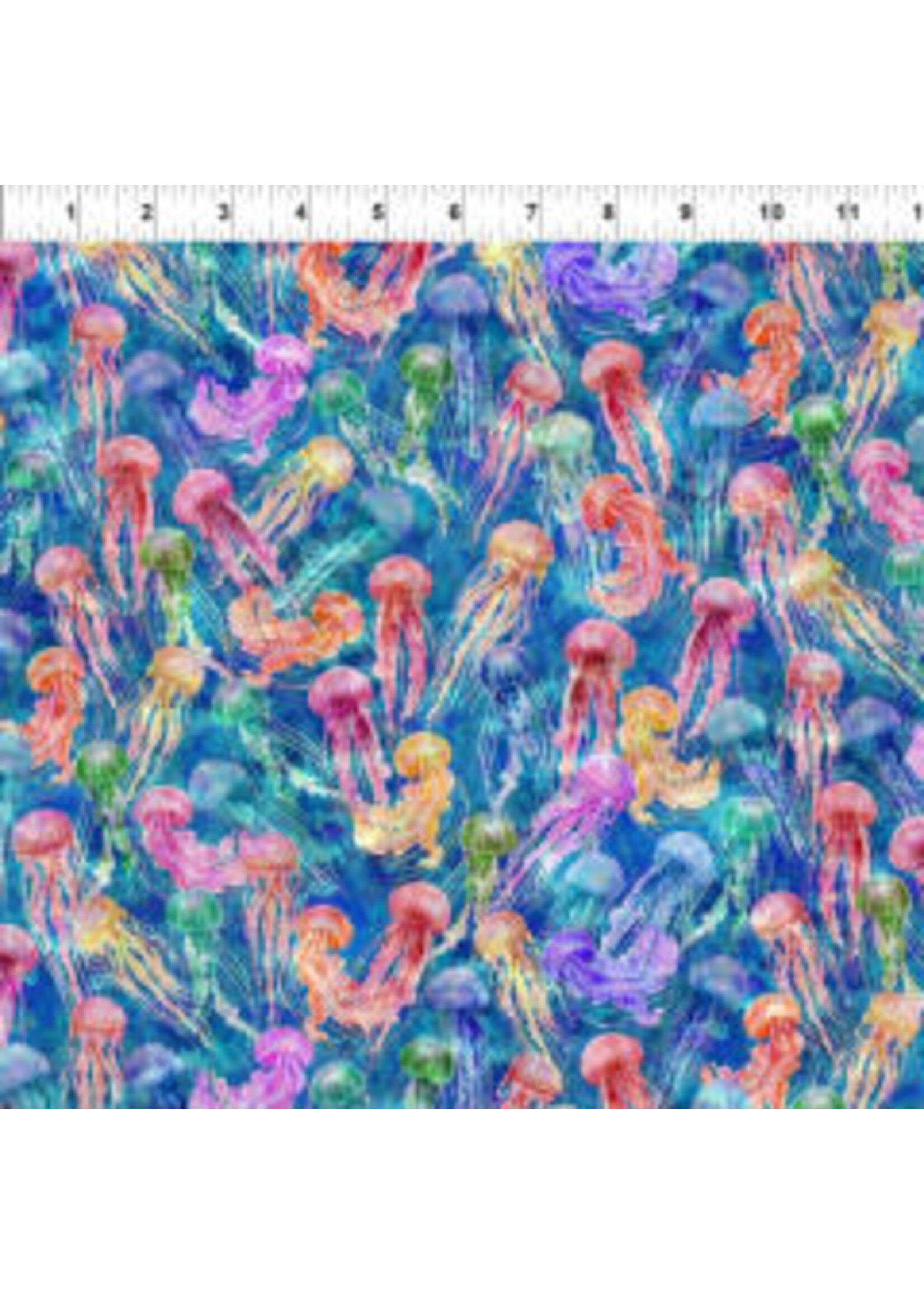 In The Beginning Calypso II - Jellyfish - Blue - 30CAL1 - Coupon - 100 cm x 110 cm