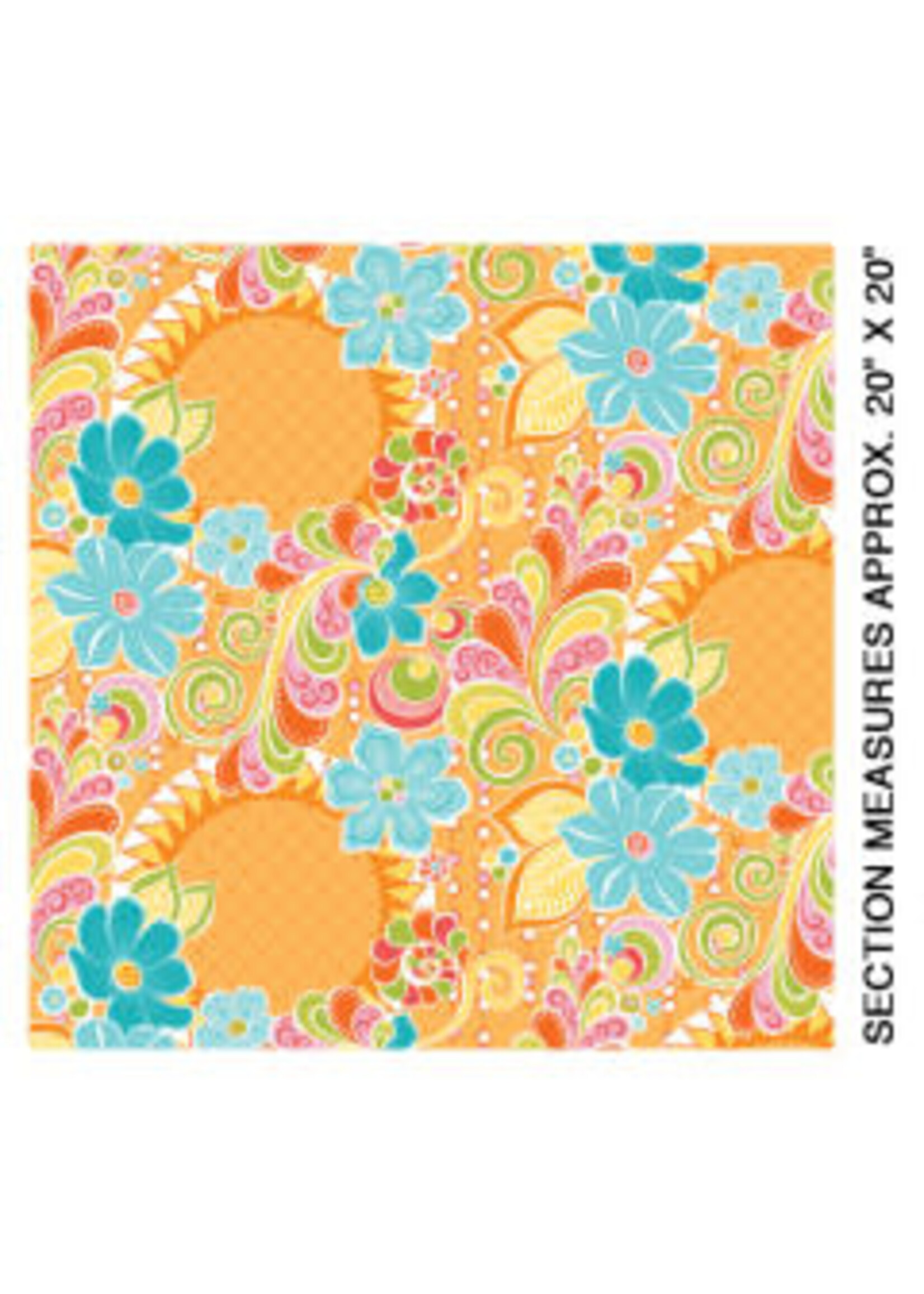 Benartex Studio Free Motion Fantasy - Feature - Orange - Coupon - 100 cm x 110 cm